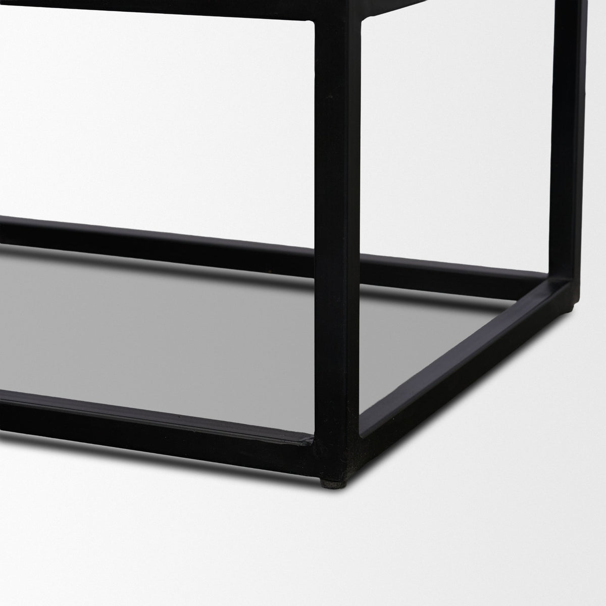 Sloan Light Brown Wood Side Table with Black Metal Frame