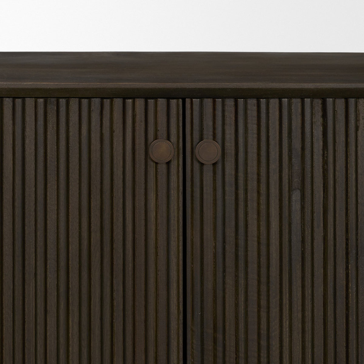 Cinder Distressed Dark Brown Wood Reeded 4‑Door Sideboard