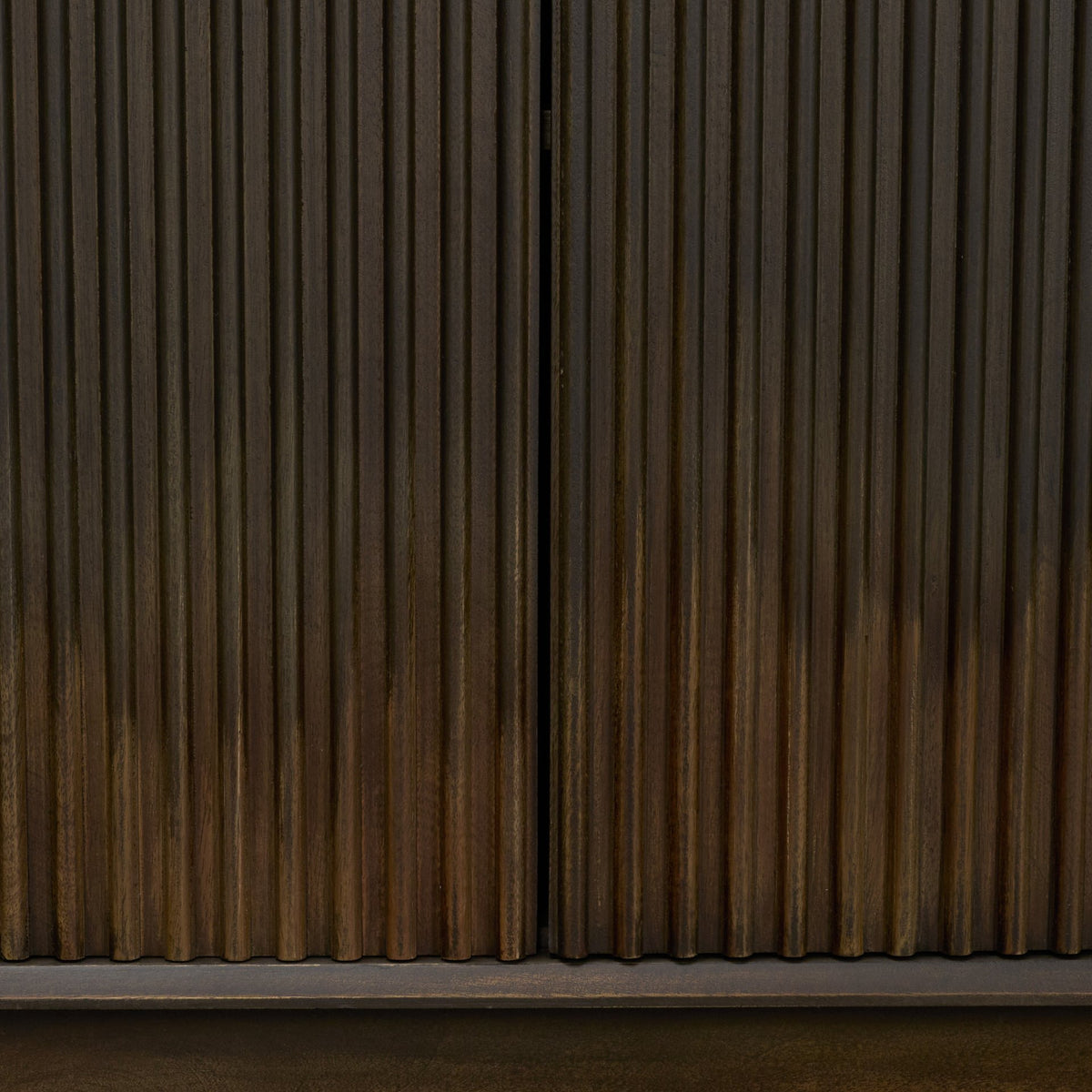 Cinder Distressed Dark Brown Wood Reeded 4‑Door Sideboard