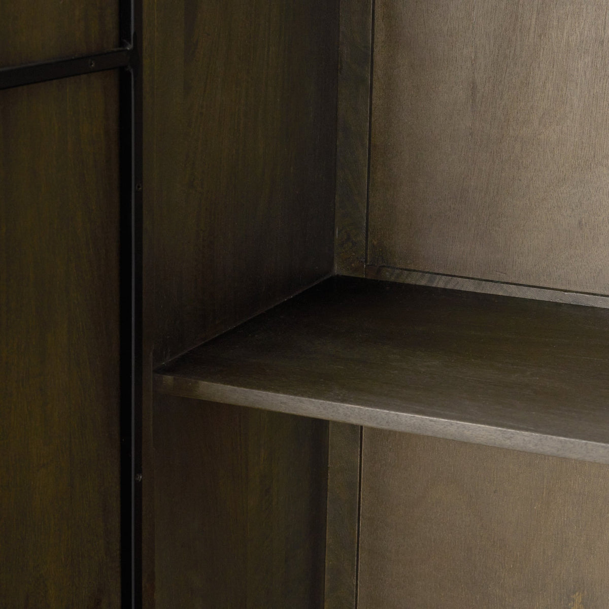 Cinder Distressed Dark Brown Wood Reeded 2‑Door Tall Cabinet