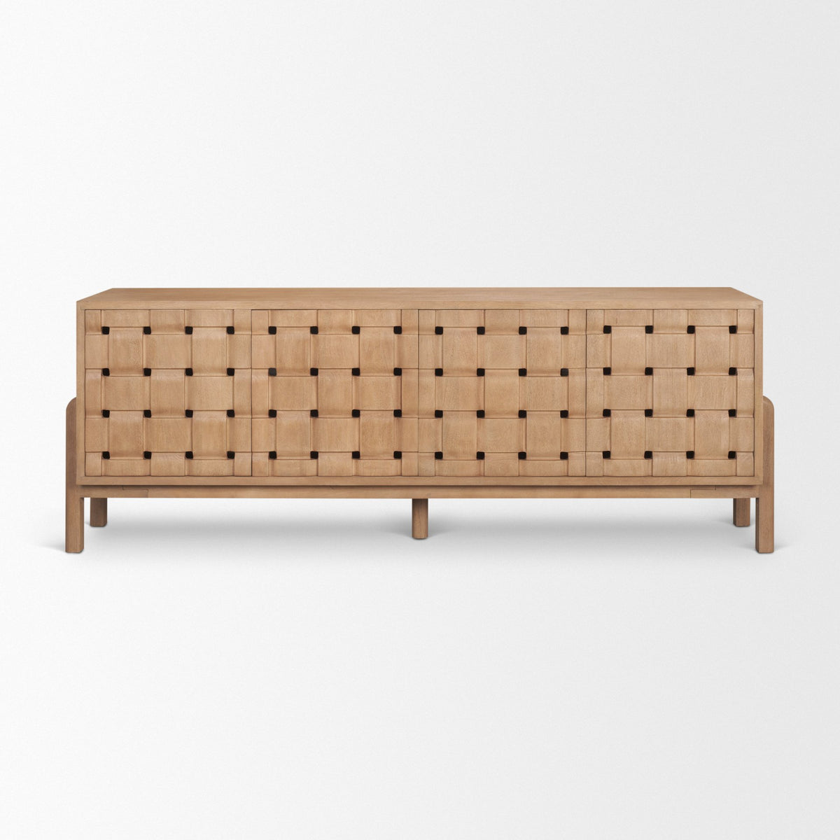 Trellyn Light Brown Solid Wood 4‑Door Sideboard