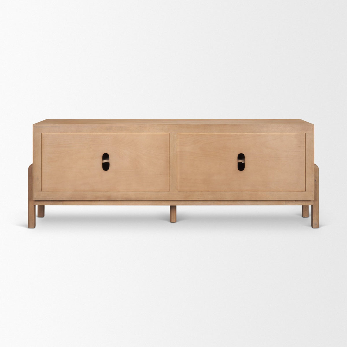 Trellyn Light Brown Solid Wood 4‑Door Sideboard