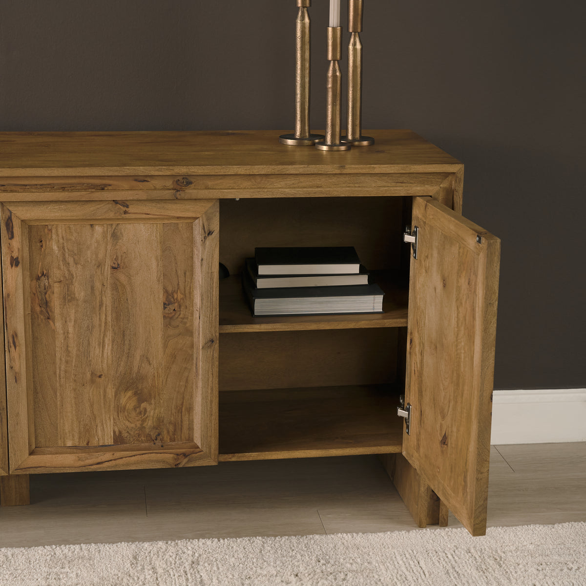 Notts Brown Wood Closed 4‑Door Sideboard