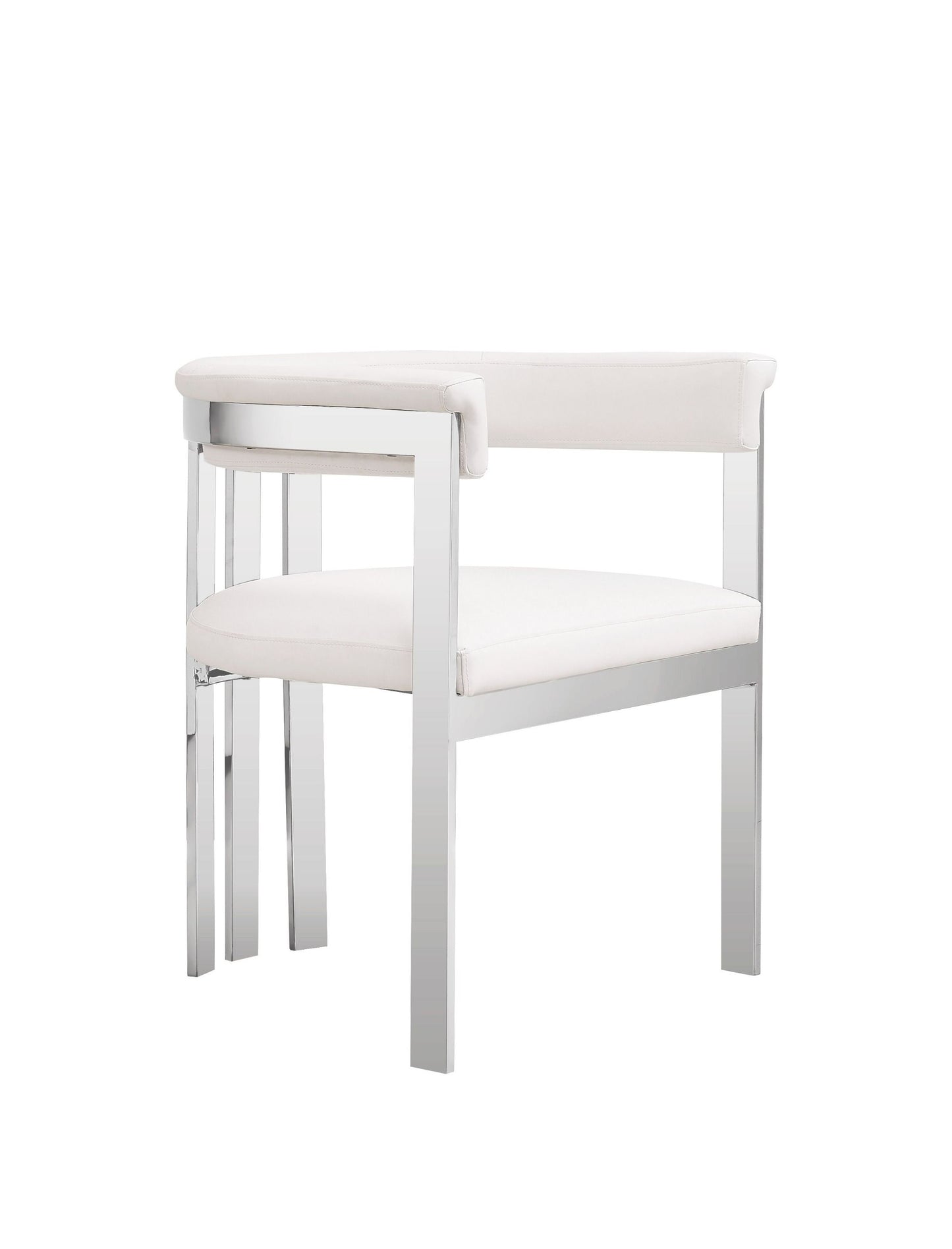 Modrest Pontiac Modern White Vegan Leather & Stainless Steel Dining Chair β Chic Comfort for Your Dining Space
