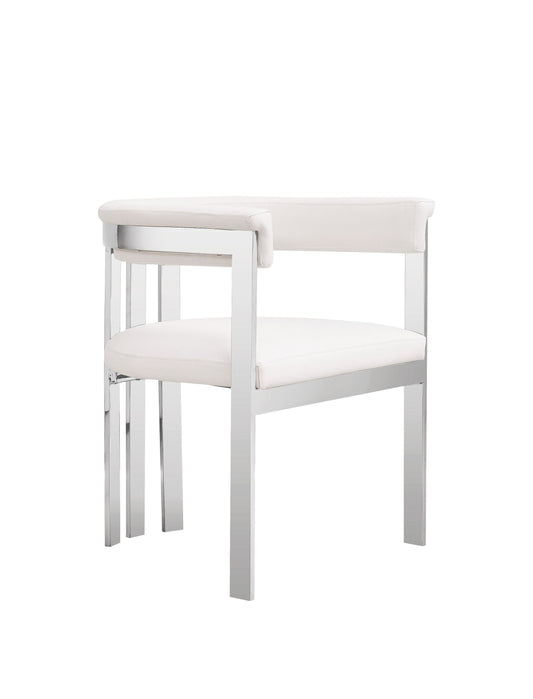 Modrest Pontiac Modern White Vegan Leather & Stainless Steel Dining Chair β Chic Comfort for Your Dining Space
