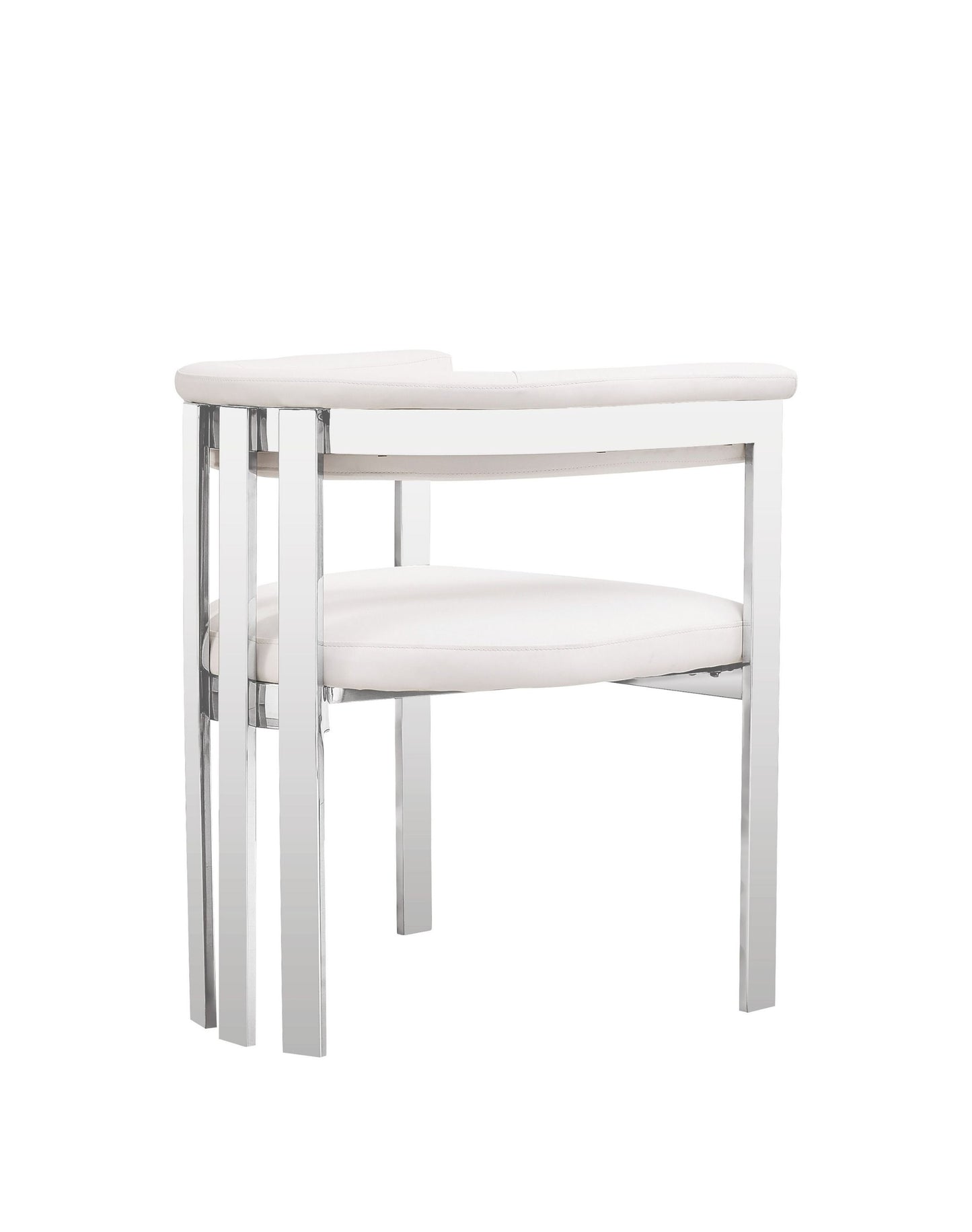 Modrest Pontiac Modern White Vegan Leather & Stainless Steel Dining Chair β Chic Comfort for Your Dining Space