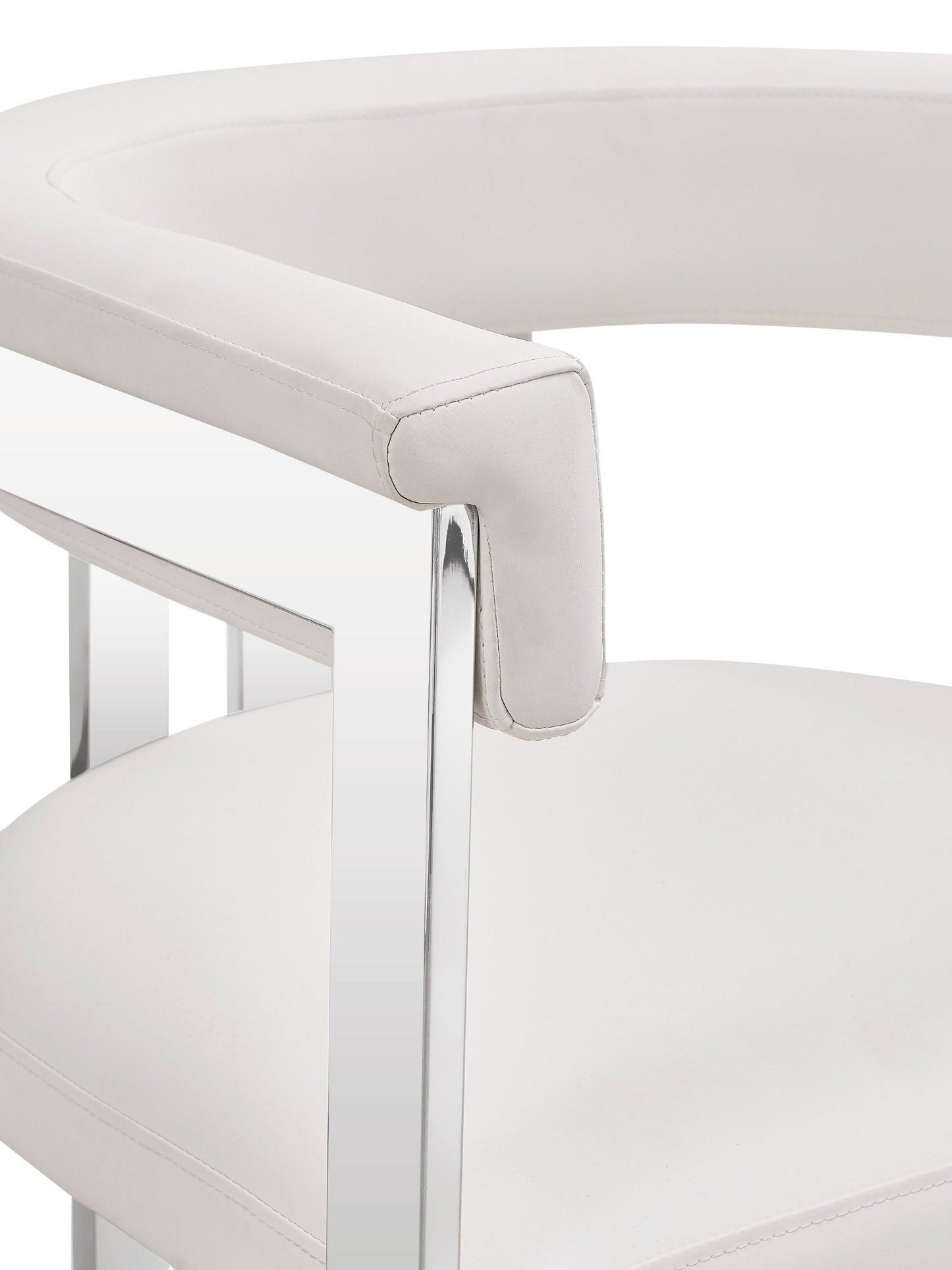 Modrest Pontiac Modern White Vegan Leather & Stainless Steel Dining Chair β Chic Comfort for Your Dining Space