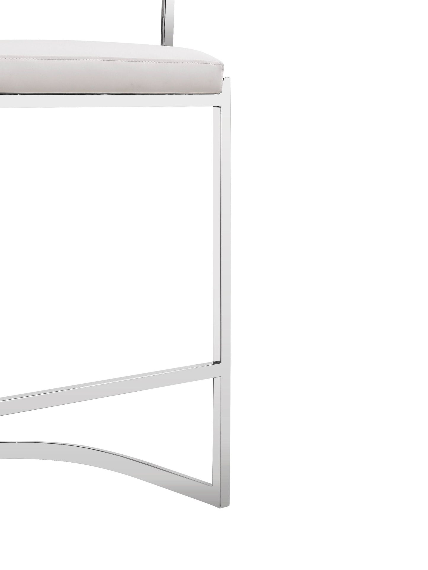 Modrest Munith - Modern White Vegan Leather + Stainless Steel Counter Chair