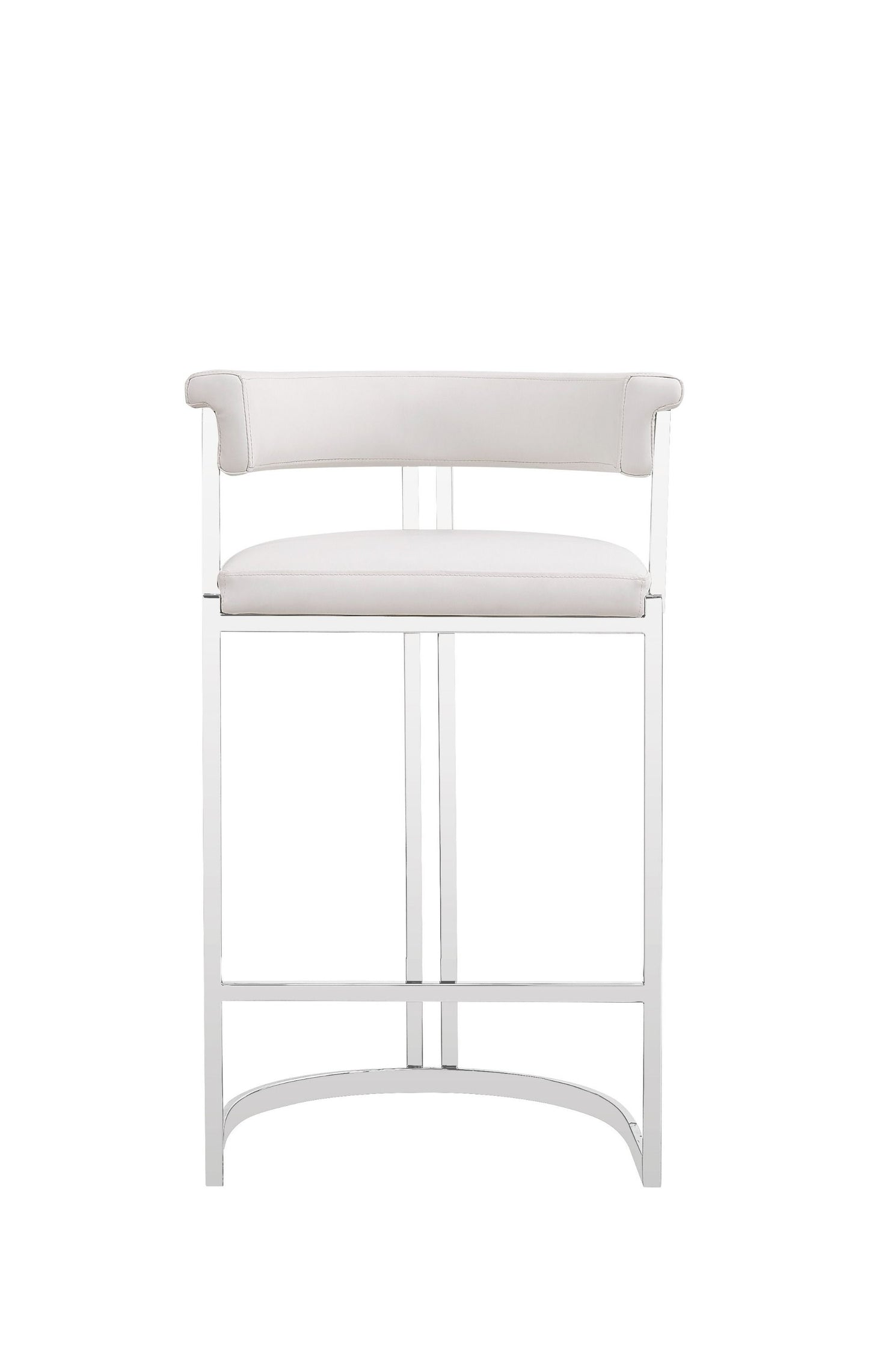 Modrest Munith - Modern White Vegan Leather + Stainless Steel Counter Chair