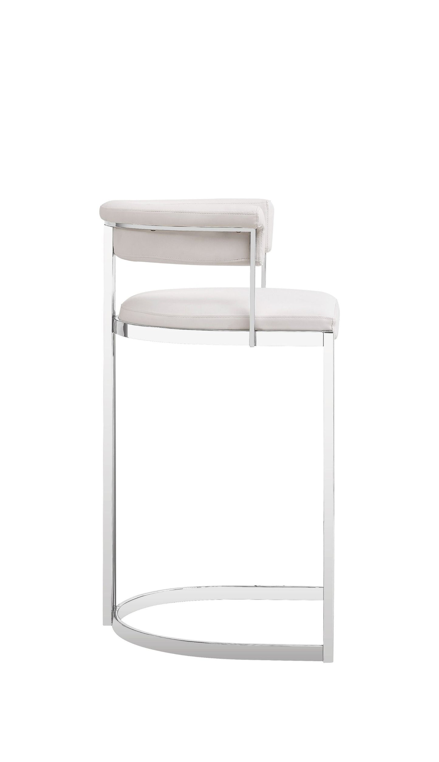 Modrest Munith - Modern White Vegan Leather + Stainless Steel Counter Chair