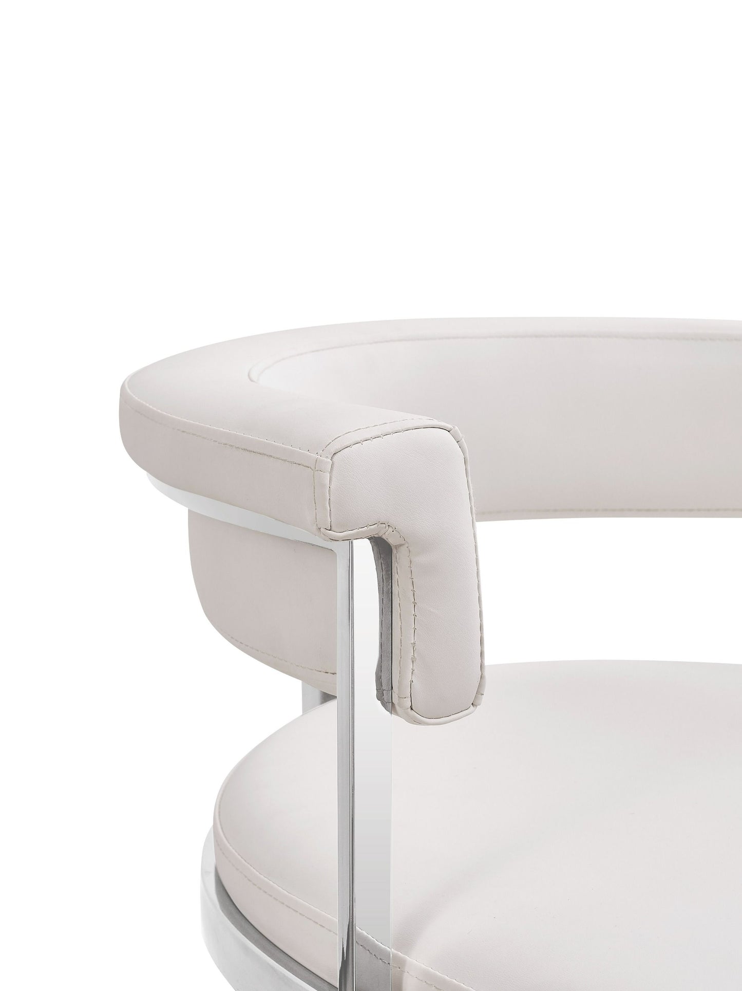 Modrest Munith - Modern White Vegan Leather + Stainless Steel Counter Chair