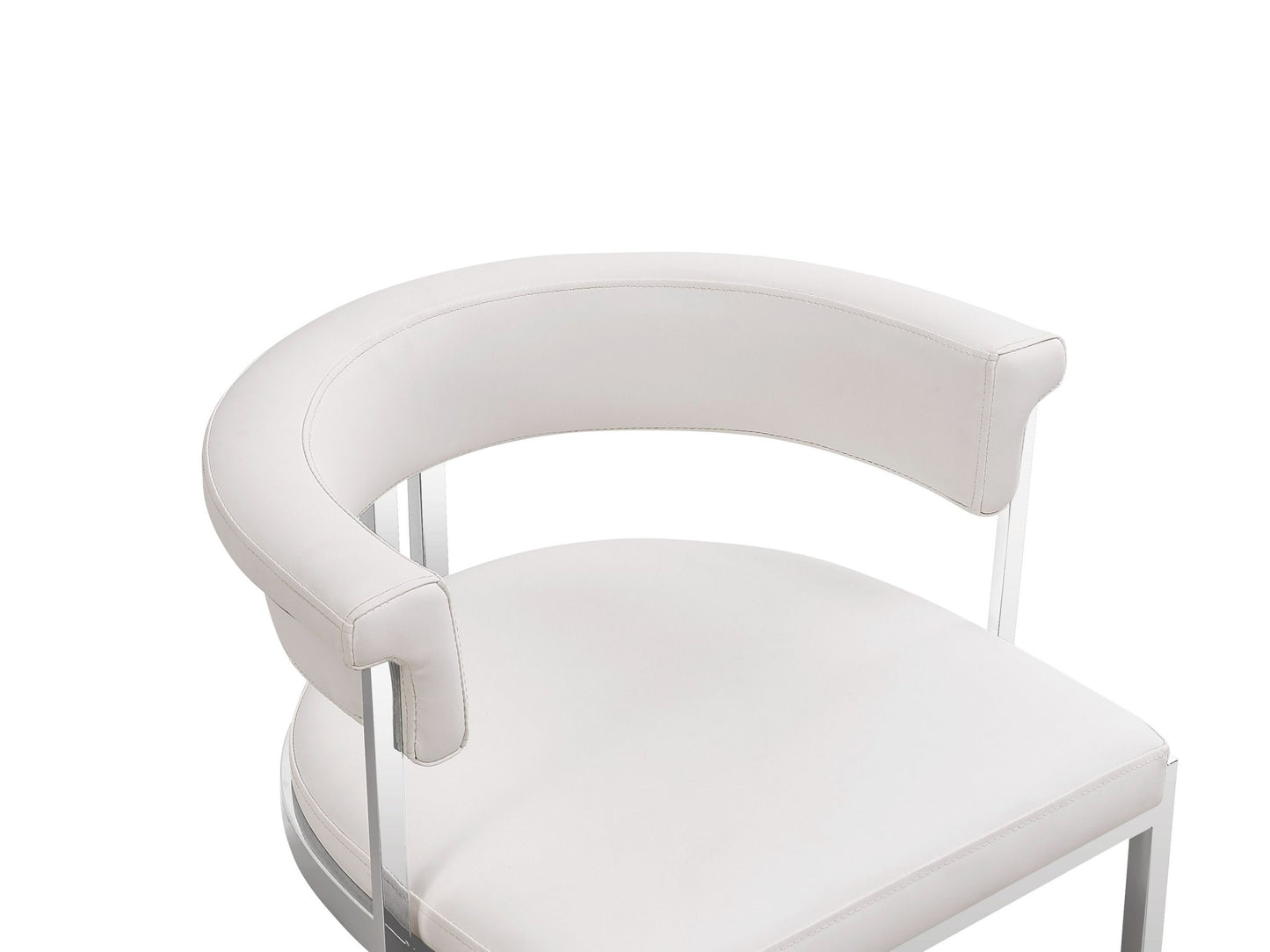 Modrest Munith - Modern White Vegan Leather + Stainless Steel Counter Chair