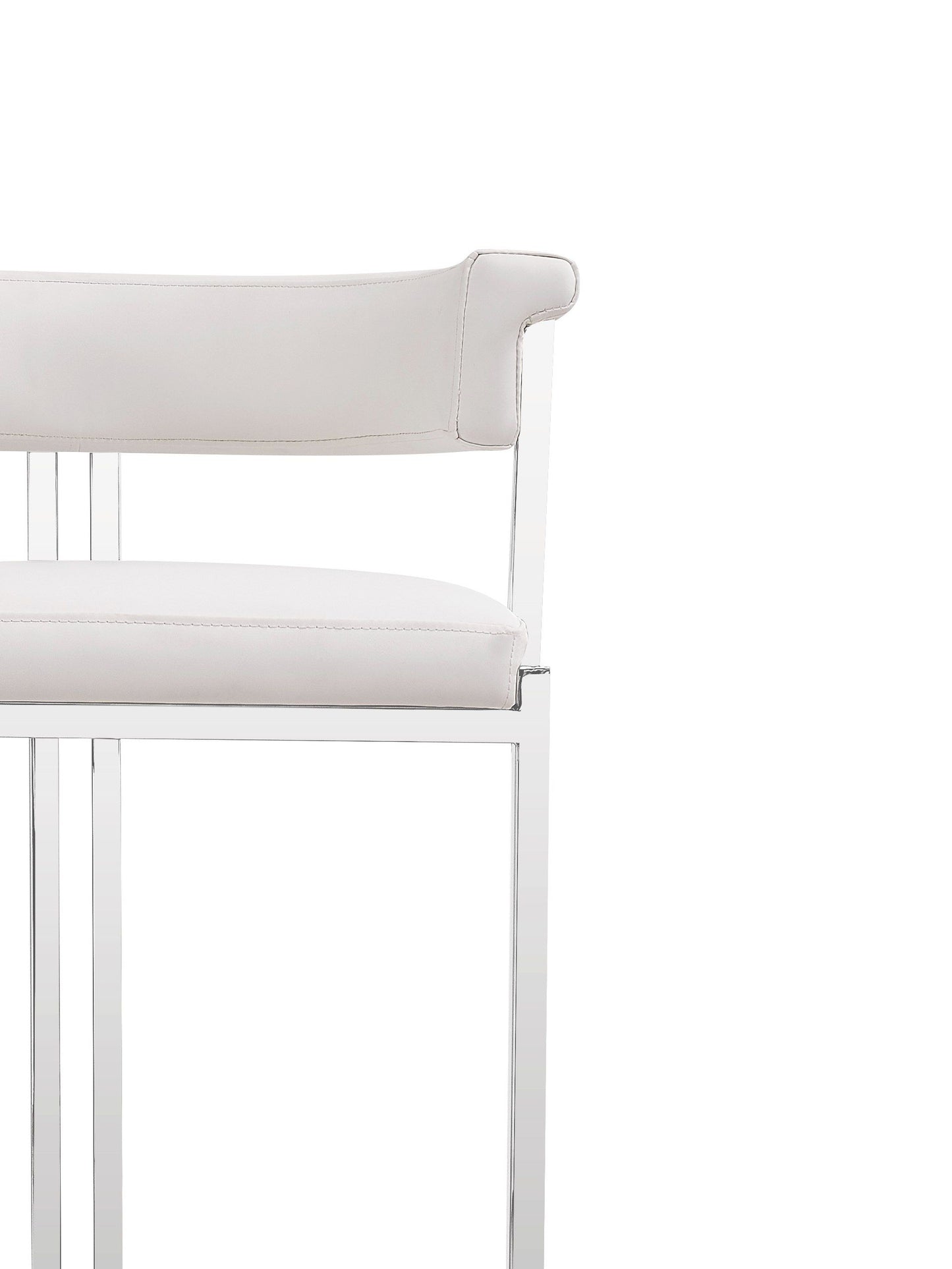 Modrest Munith - Modern White Vegan Leather + Stainless Steel Counter Chair