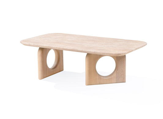 Nova Domus Osaka Modern Coffee Table β Faux Marble Top with Natural Ash Wood Base