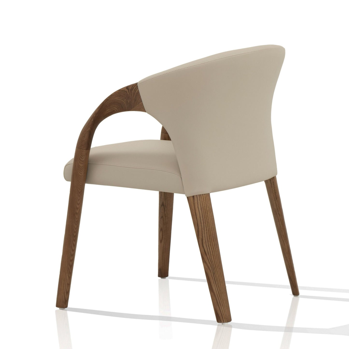 Modrest Wynetta Mid-Century Modern Grey Vegan Leather Dining Chair with Walnut Legs for Stylish Dining Spaces