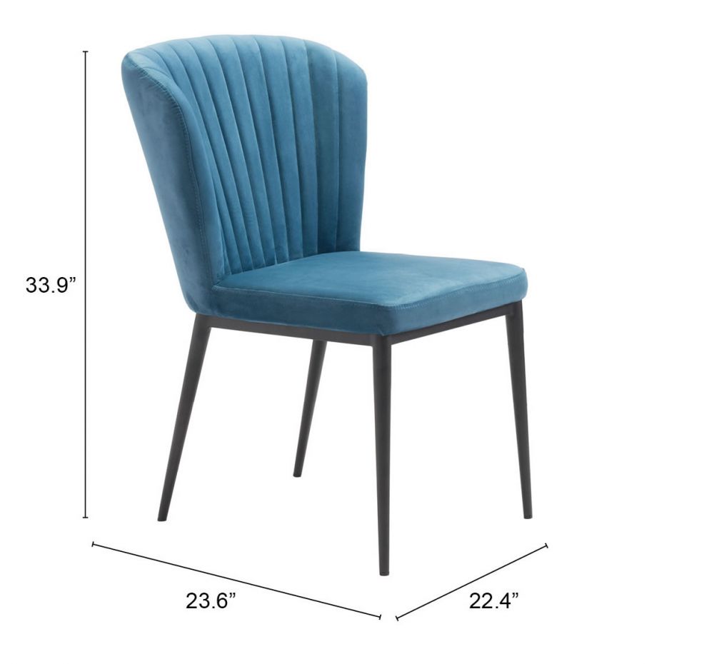 Tolivere Dining Chair Blue Velvet Set of 2