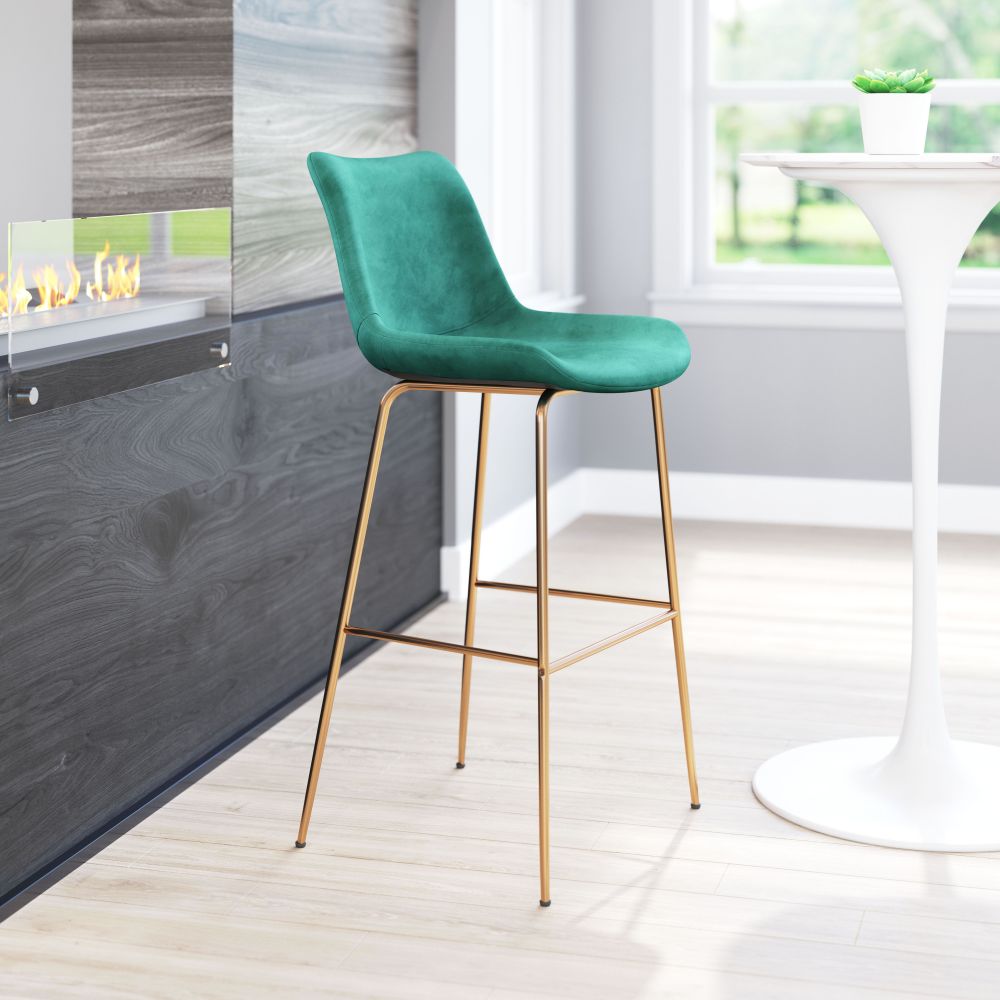 Tony Barstool in Red & Gold – Bold Modern Bar Seating with Glam Flair