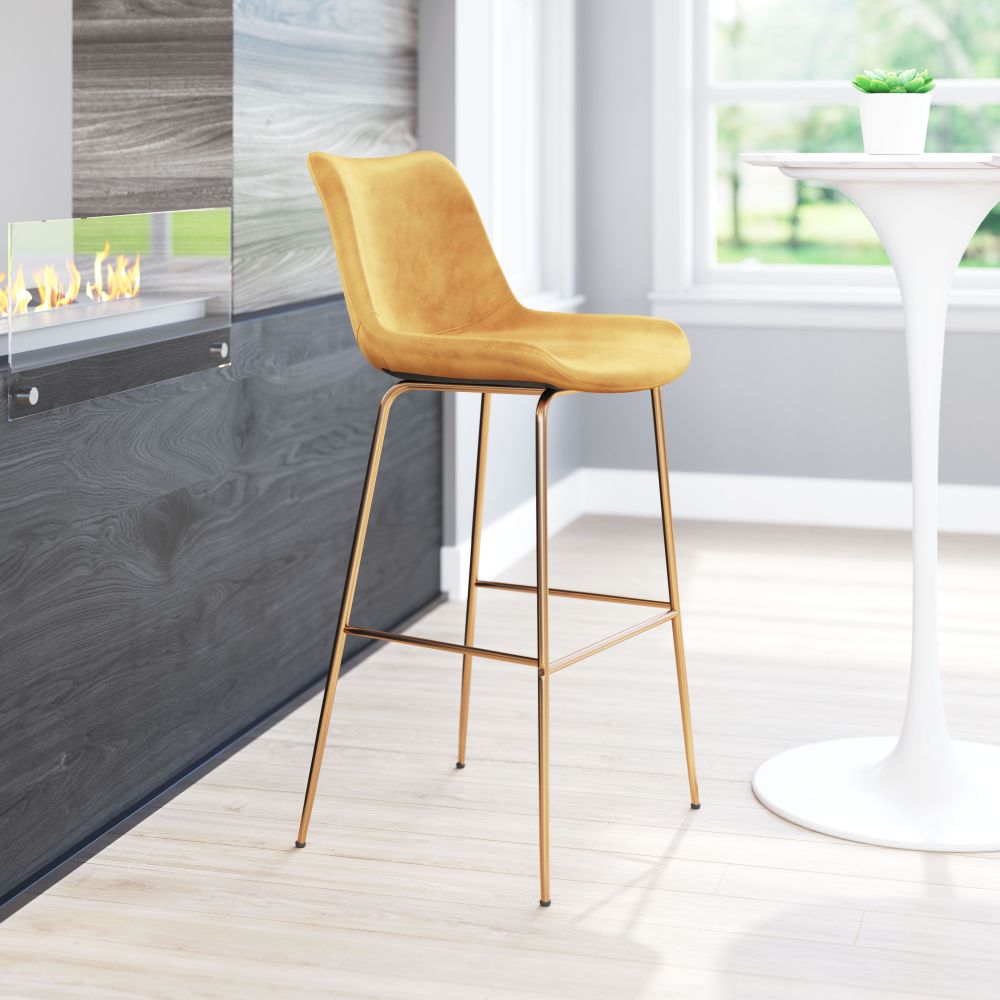Tony Barstool in Red & Gold – Bold Modern Bar Seating with Glam Flair