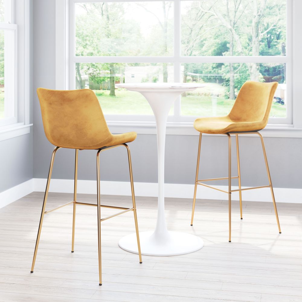 Tony Barstool in Red & Gold – Bold Modern Bar Seating with Glam Flair