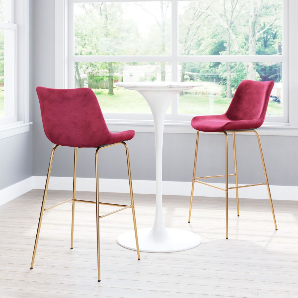 Tony Barstool in Red & Gold – Bold Modern Bar Seating with Glam Flair