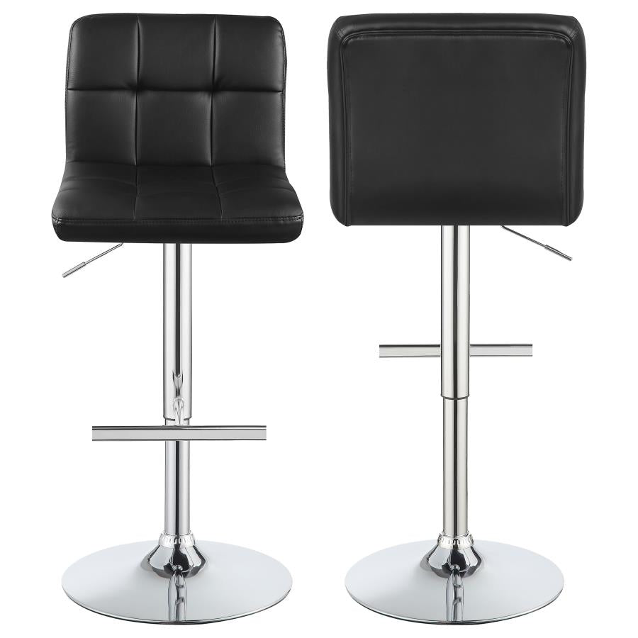 Lenny Upholstered Adjustable Bar Stool Black (Set of 2) β Sleek and Comfortable with Adjustable Height for Contemporary Spaces