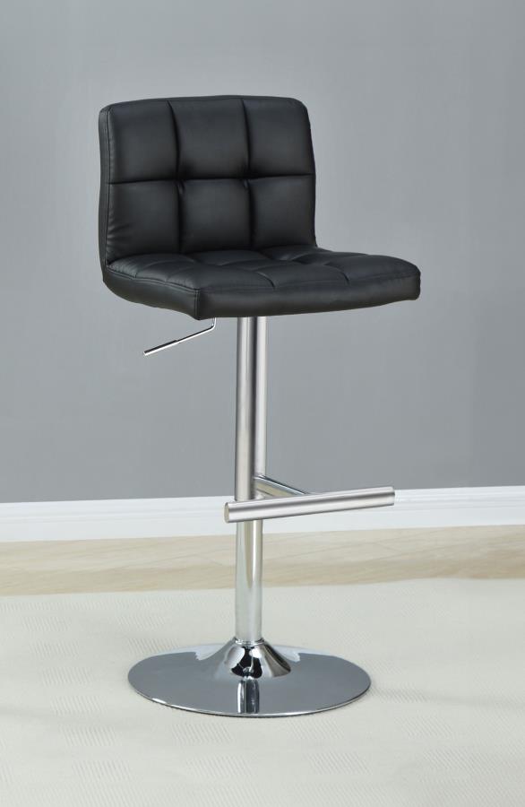 Lenny Upholstered Adjustable Bar Stool Black (Set of 2) β Sleek and Comfortable with Adjustable Height for Contemporary Spaces