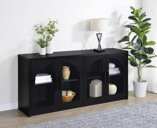 Riva Black 4βDoor Dining Sideboard with Glass Doors