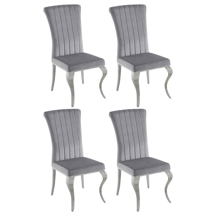 Betty Velvet Upholstered Dining Side Chairs (Set of 4) β Grey Velvet for Luxe Comfort and Timeless Elegance
