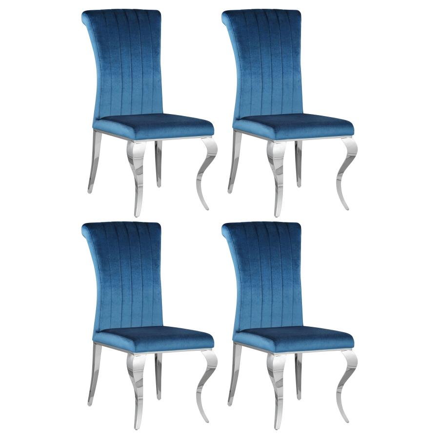 Carone Upholstered Side Chairs Teal and Chrome (Set of 4) β Modern Style with Comfort and Sleek Chrome Accents