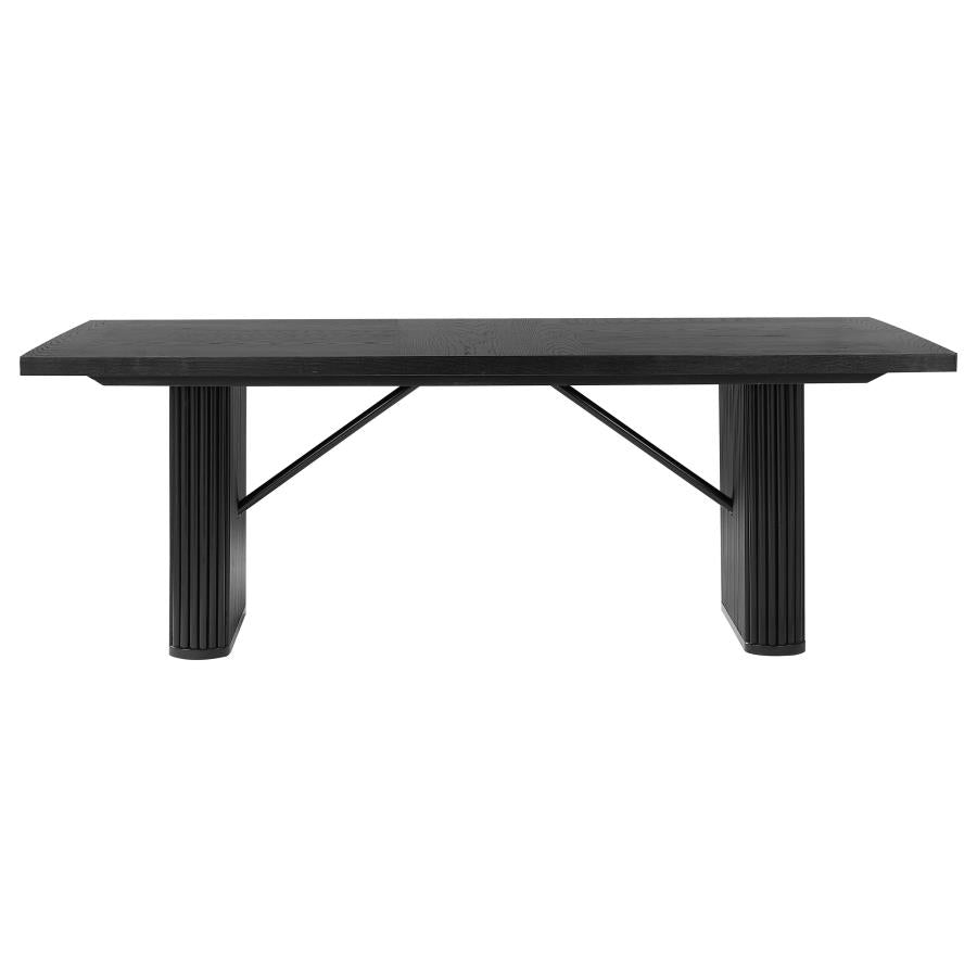 Catherine Rectangular Dining Table β Black Double Pedestal Design for Sophisticated Spaces