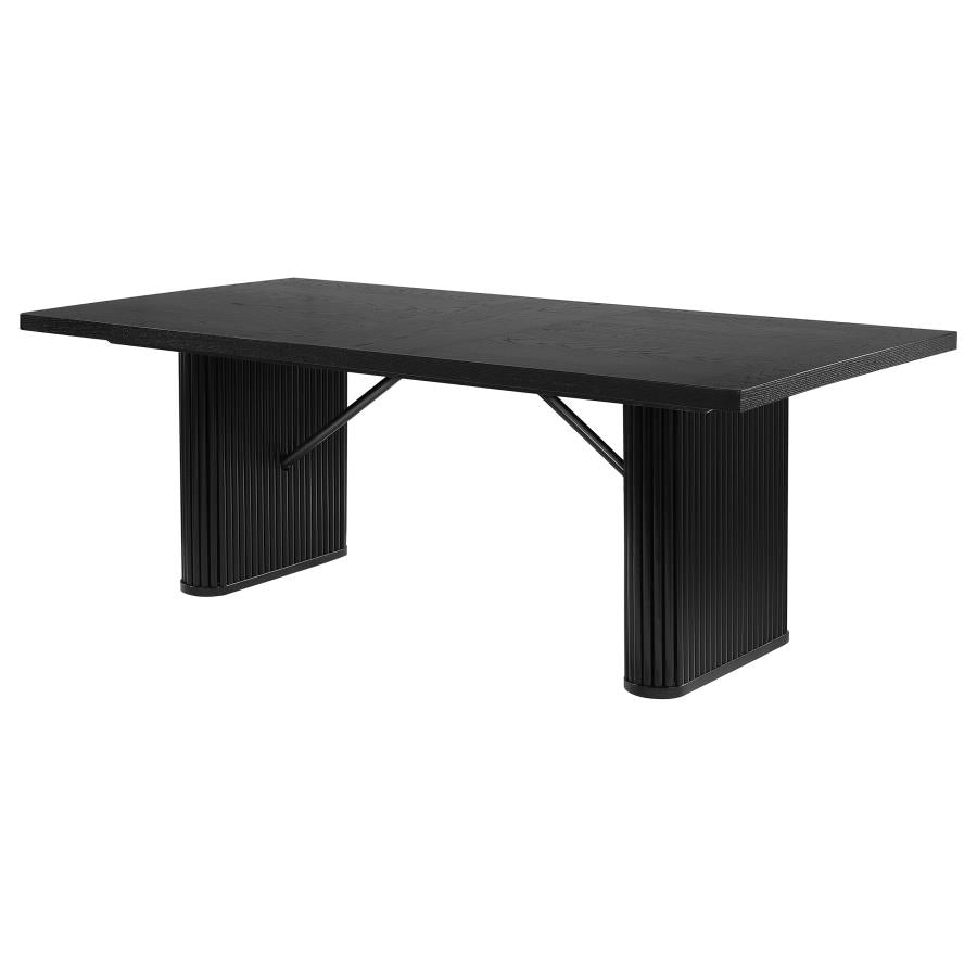 Catherine Rectangular Dining Table β Black Double Pedestal Design for Sophisticated Spaces
