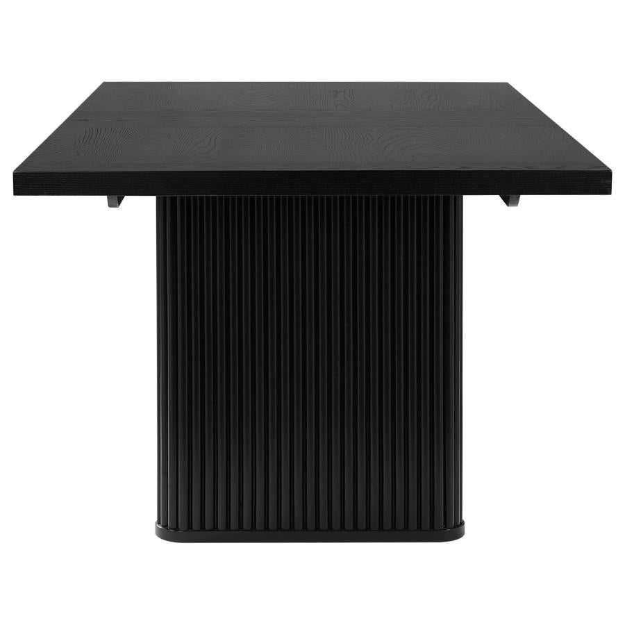 Catherine Rectangular Dining Table β Black Double Pedestal Design for Sophisticated Spaces
