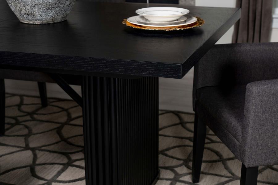 Catherine Rectangular Dining Table β Black Double Pedestal Design for Sophisticated Spaces