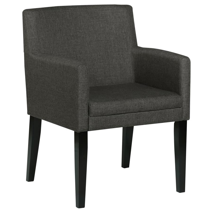 Catherine Upholstered Dining Arm Chairs (Set of 2) β Charcoal Grey & Black Elegance for Sophisticated Spaces
