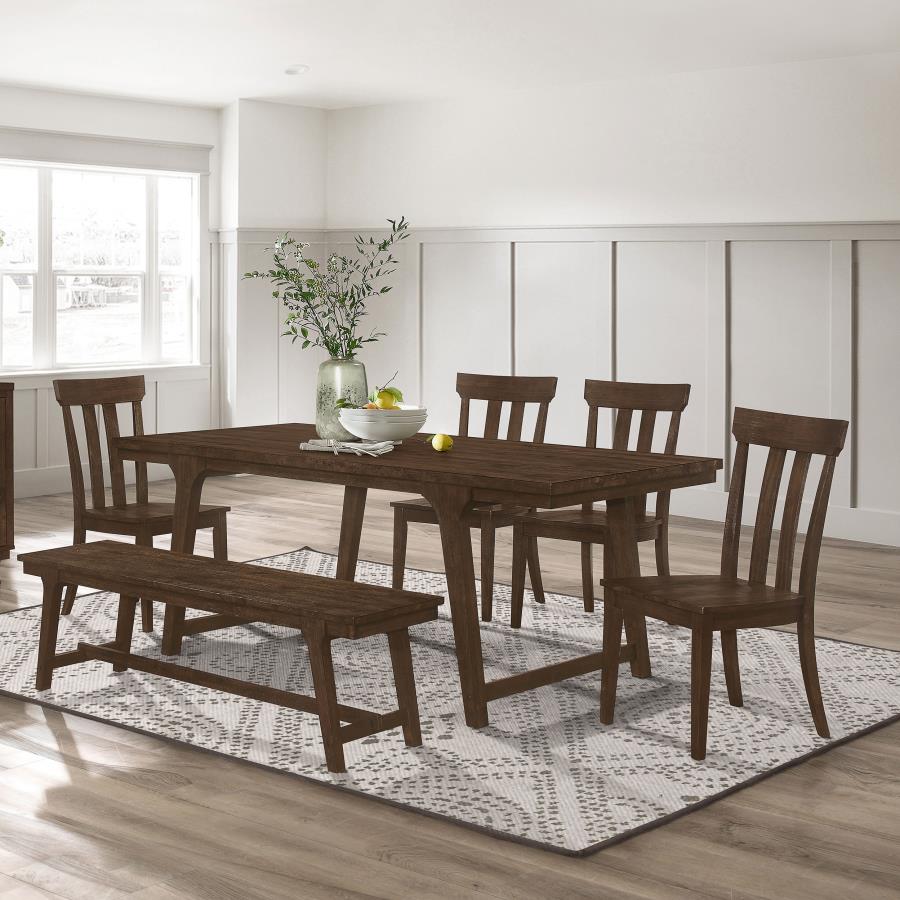 Reynolds 6-Piece Dining Set β Brown Oak Rectangular Table with Classic Sophistication