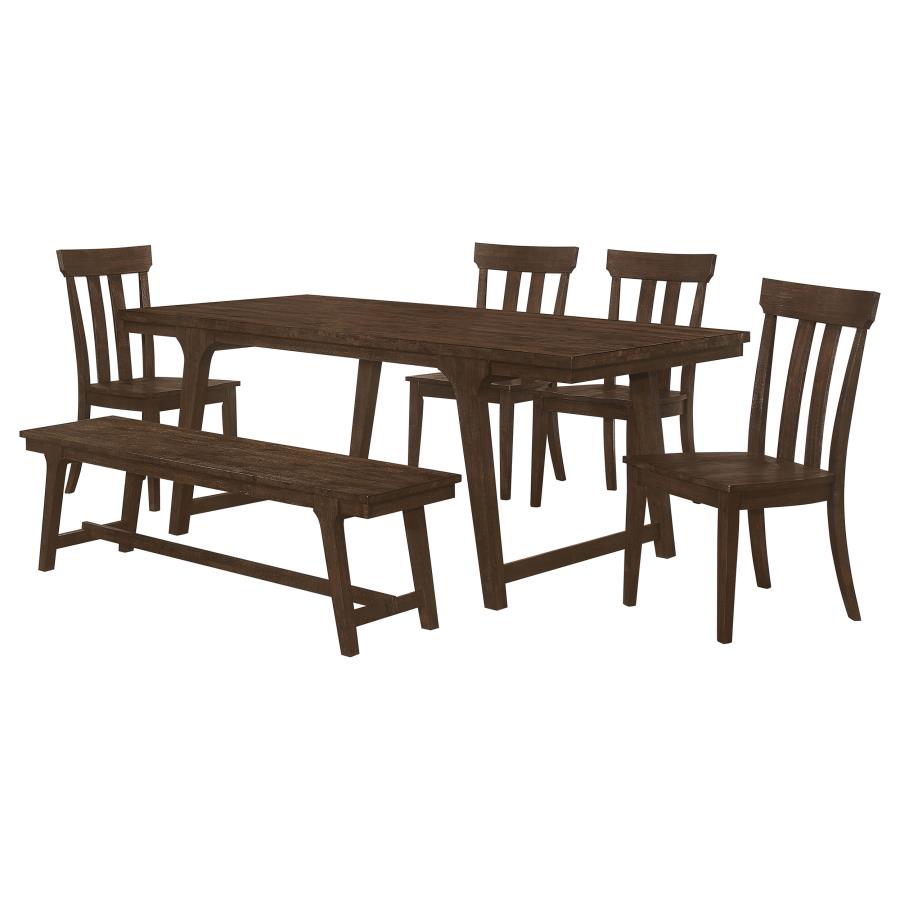 Reynolds 6-Piece Dining Set β Brown Oak Rectangular Table with Classic Sophistication