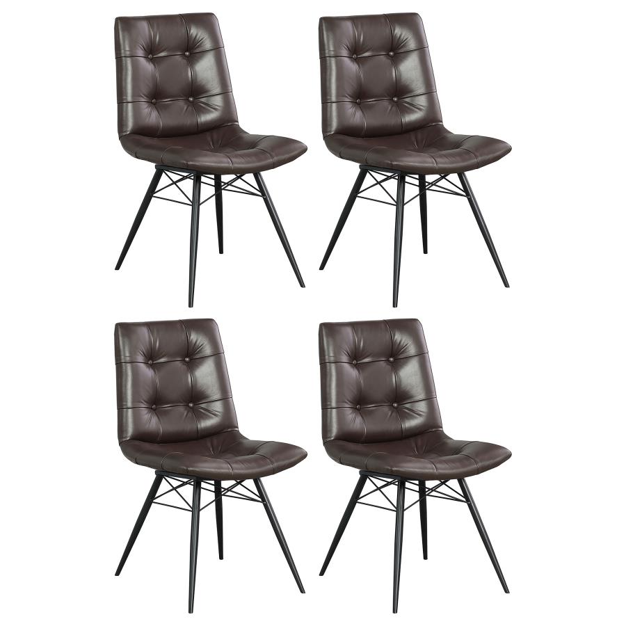 Upholstered Tufted Side Chairs (Set of 4) – Brown Finish for Timeless Style and Luxurious Dining Comfort