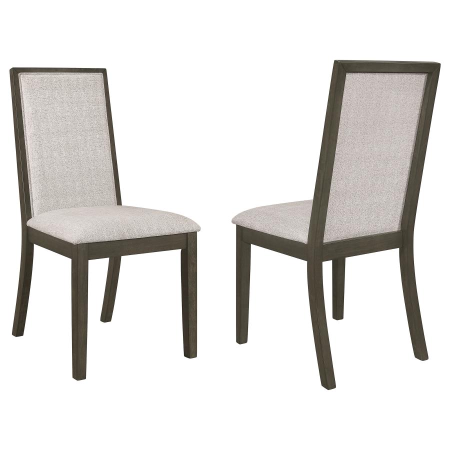 Kelly Upholstered Dining Side Chairs (Set of 2) β Beige & Dark Grey Solid Back for Modern Elegance