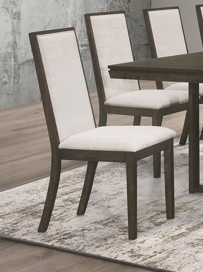 Kelly Upholstered Dining Side Chairs (Set of 2) β Beige & Dark Grey Solid Back for Modern Elegance
