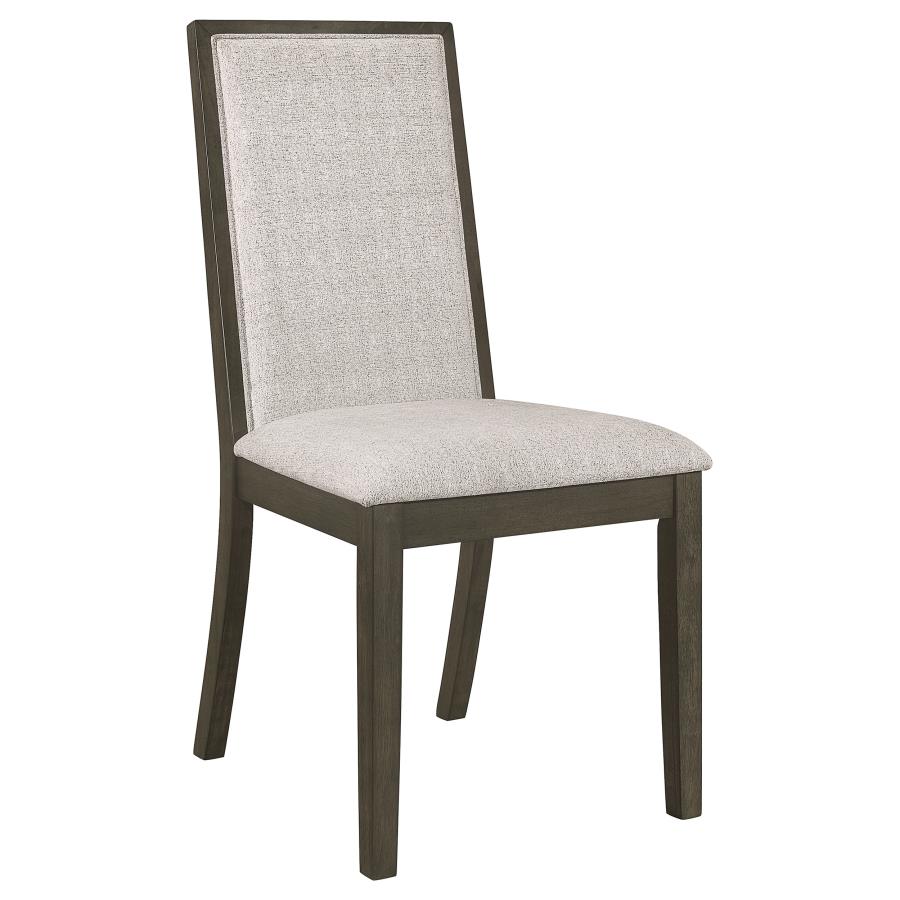 Kelly Upholstered Dining Side Chairs (Set of 2) β Beige & Dark Grey Solid Back for Modern Elegance