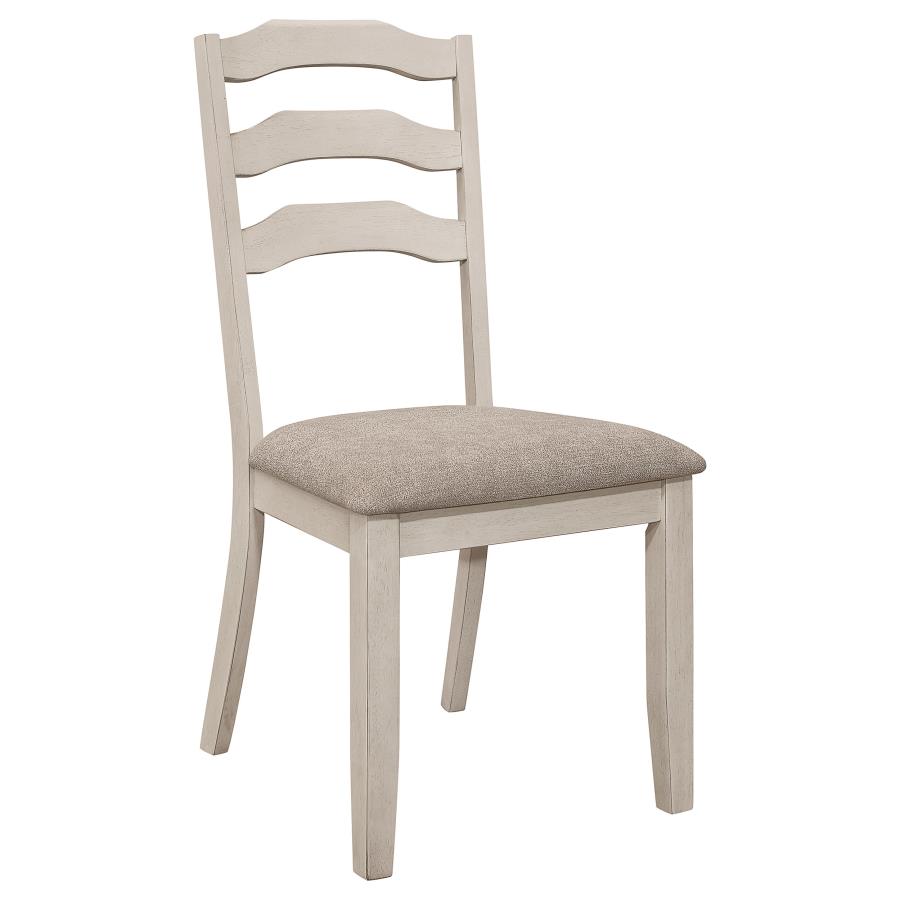 Ronnie Ladder Back Dining Side Chairs (Set of 2) β Khaki & Rustic Cream with Comfortable Padded Seats