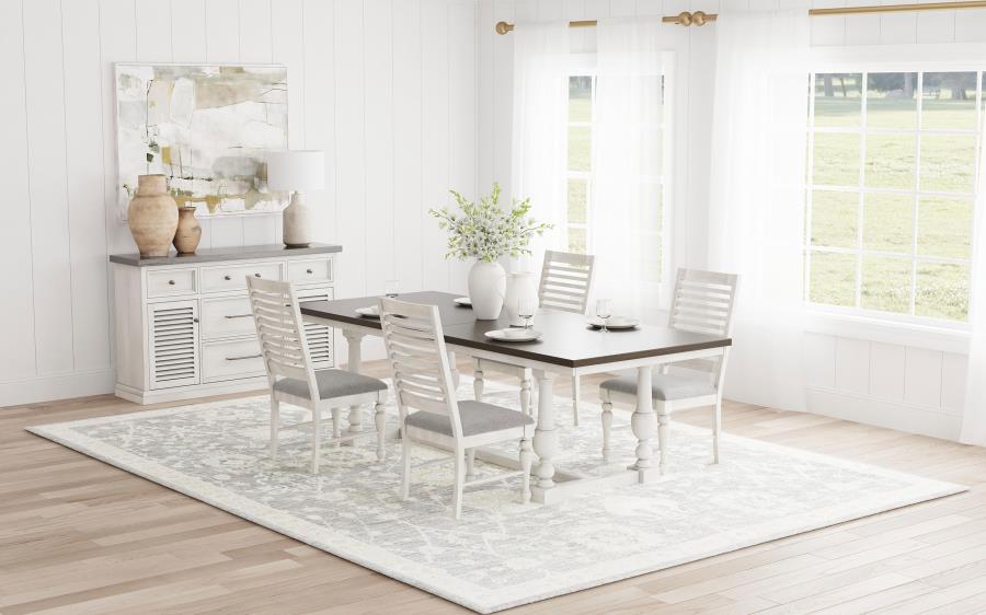 Aventine 5-piece Extension Leaf Dining Set β Vintage White for a Classic and Elegant Dining Experience