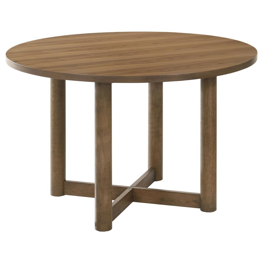 Crestmore 5-Piece 46-Inch Round Wood Dining Table Set Walnut - Warm and Stylish Dining Set for Any Space