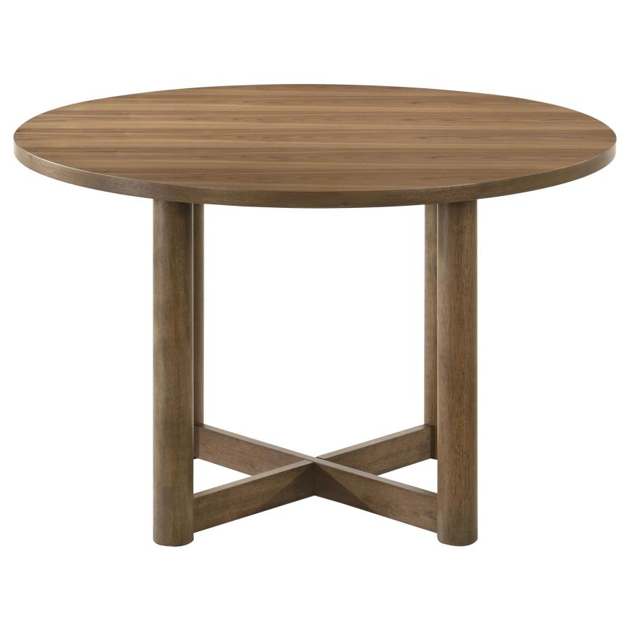 Crestmore 5-Piece 46-Inch Round Wood Dining Table Set Walnut - Warm and Stylish Dining Set for Any Space