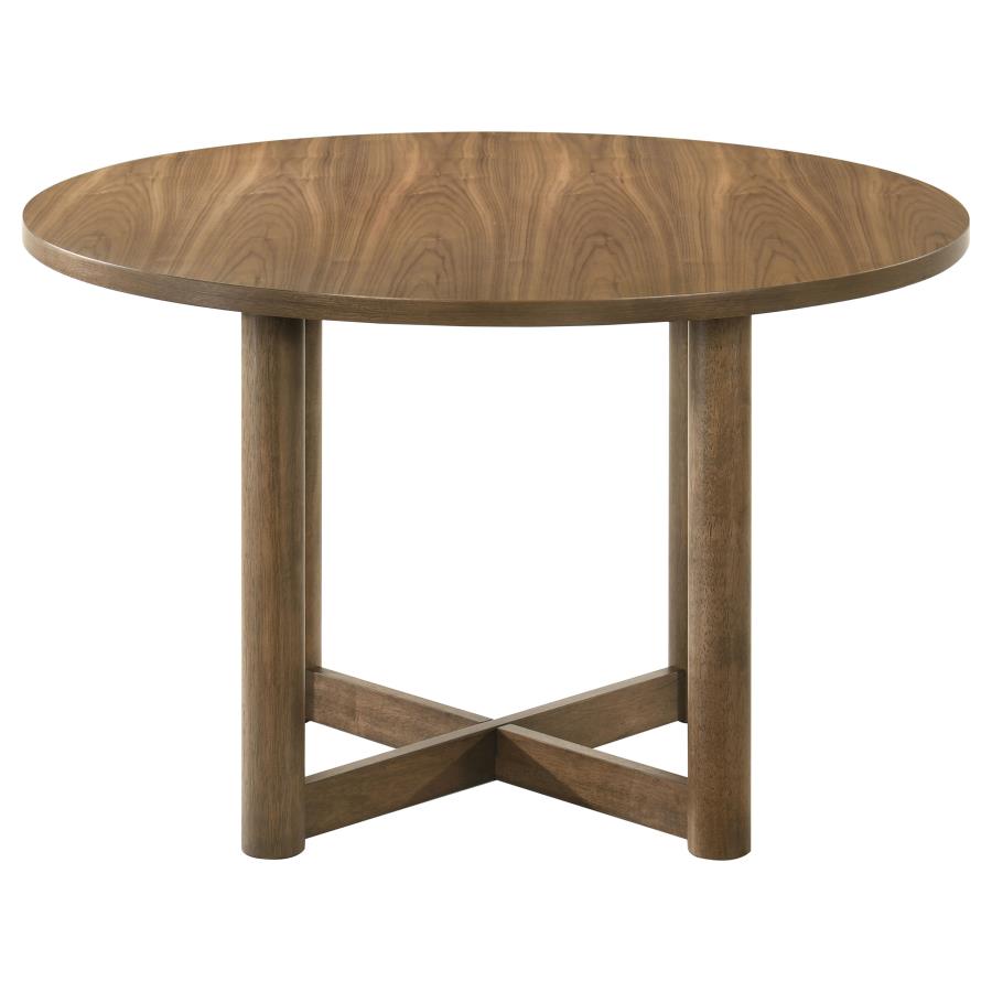 Crestmore 5-Piece 46-Inch Round Wood Dining Table Set Walnut - Warm and Stylish Dining Set for Any Space