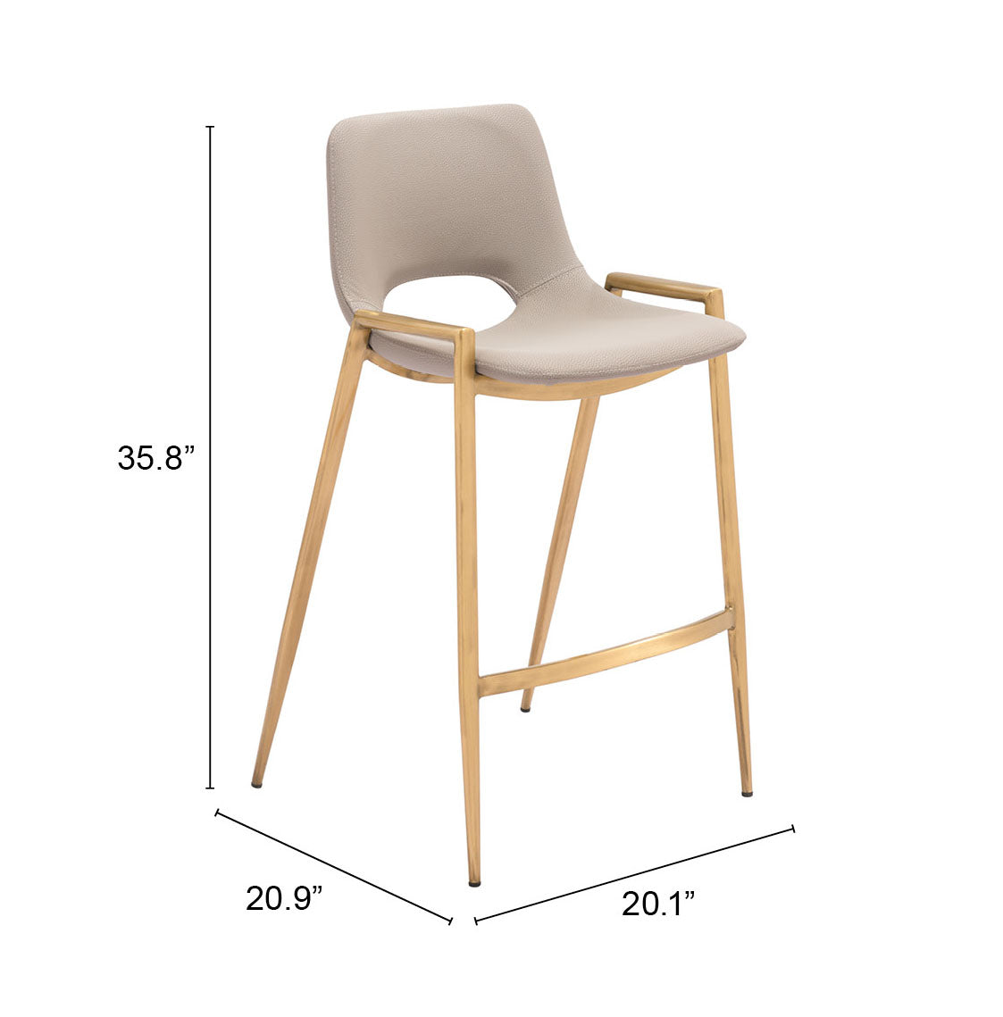 Desi Counter Stool Set of 2 - Chic Beige & Gold Design for Stylish Kitchens and Dining Areas
