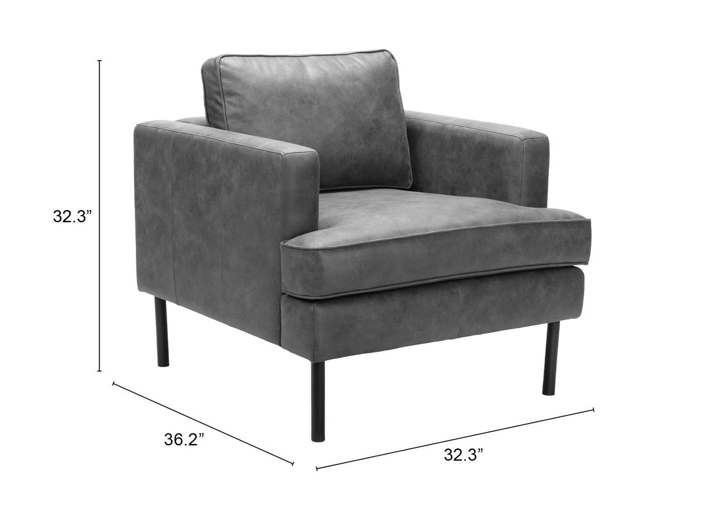 Decade Armchair - Vintage Gray Stylish and Comfortable Upholstered Armchair for Classic and Contemporary Living Spaces