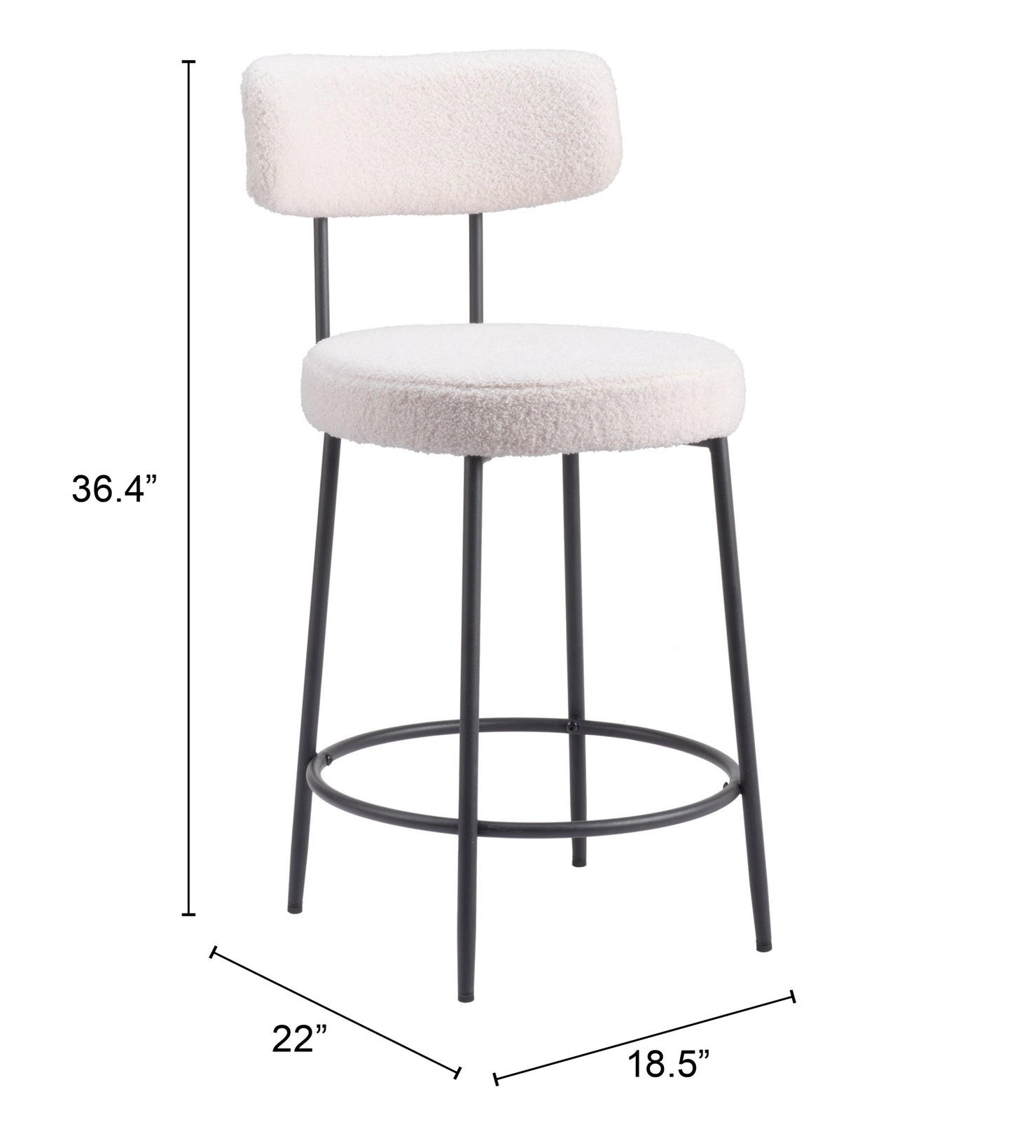 Blanca Counter Stool Set of 2 - Elegant Ivory Design for Modern Kitchens and Dining Spaces