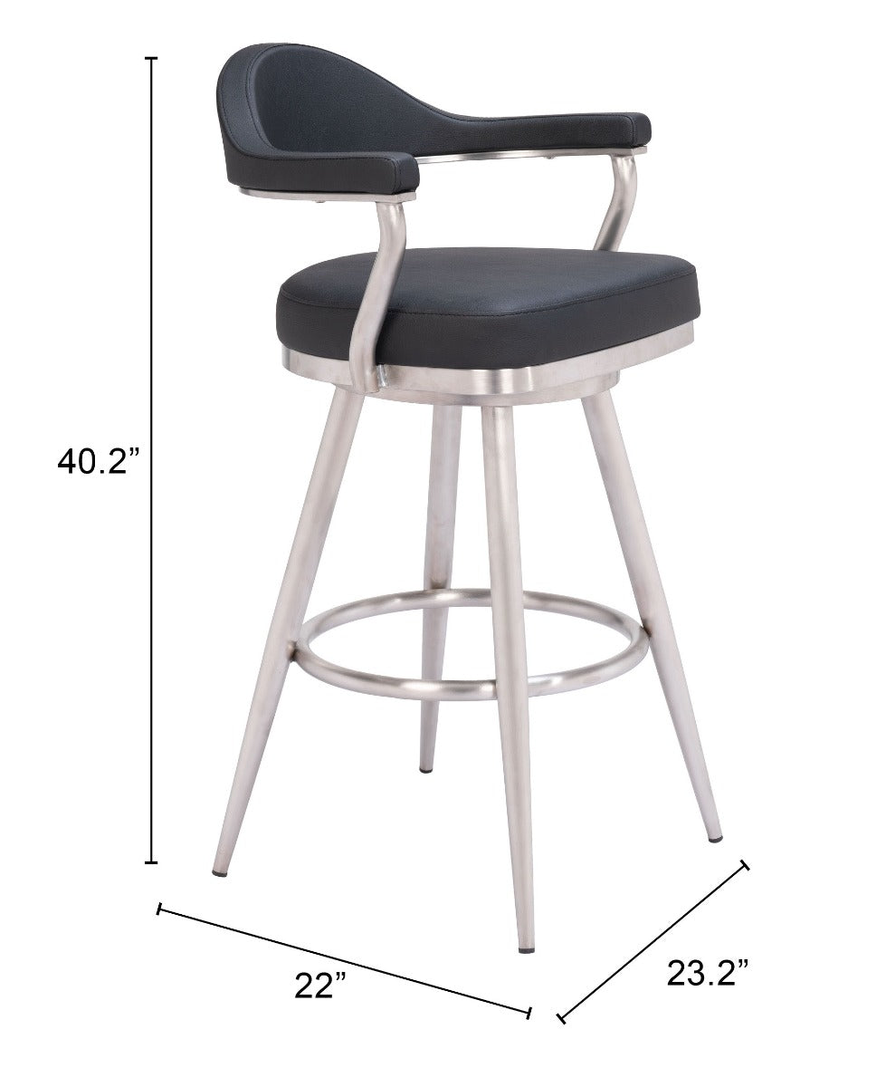 Vagur Swivel Barstool - Black Modern and Stylish Swivel Barstool for Contemporary Kitchens and Bars