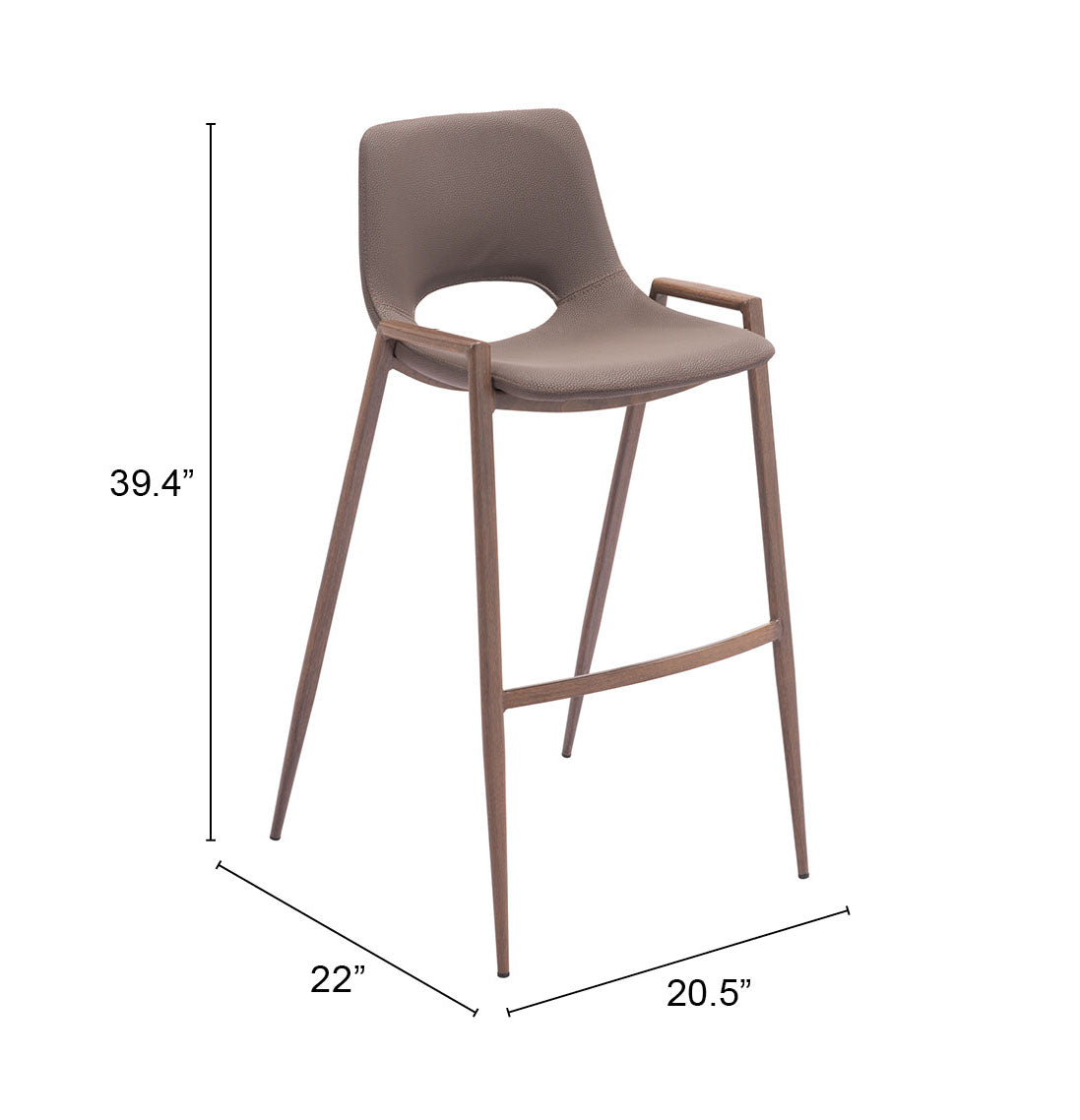 Desi Barstool Set of 2 - Elegant Brown & Walnut Design for Modern Home Bars and Dining Spaces